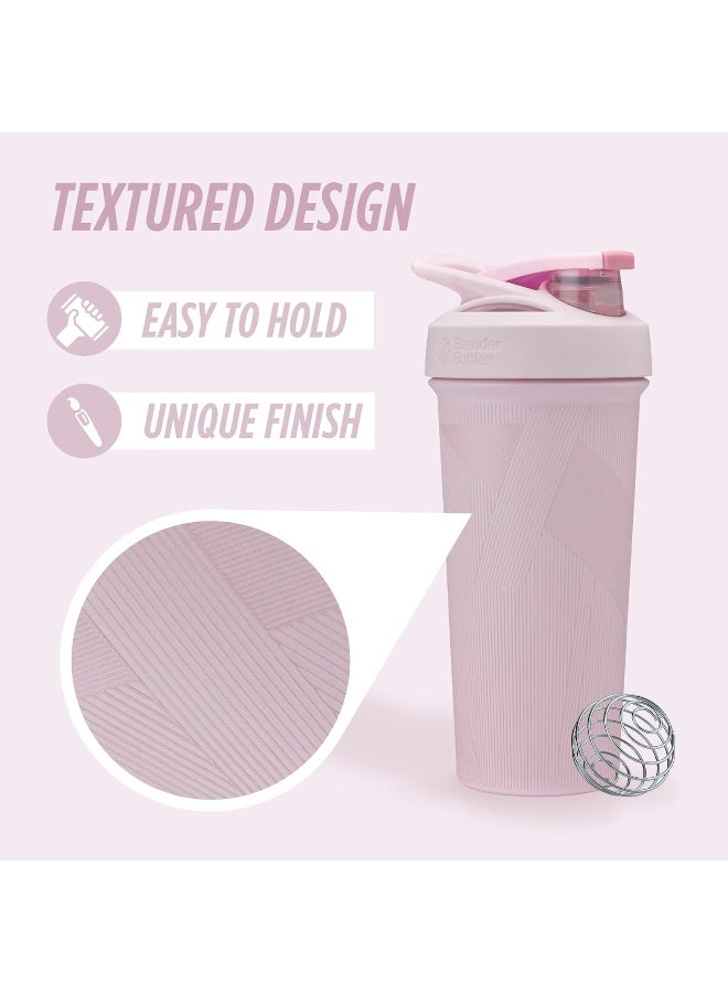 BlenderBottle Strada Shaker Cup Insulated Stainless Steel Water Bottle With Wire Whisk, 25-Ounce, Pink Stripes - Image 2